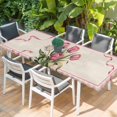 thumbnail image 2 of Pink Tulip Table Cloths for 8 Foot Rectangle Tables, Spring Floral Romantic Flowers Modern Art Rustic Patio Waterproof Elastic Fitted Tablecloths, Washable Rectangular Table Cover for Camping, 2 of 8