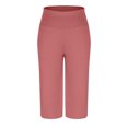 thumbnail image 4 of SBYOJLPB Women's Capris Casual Solid Color Elastic Waist Straight Leg Pants, 4 of 6