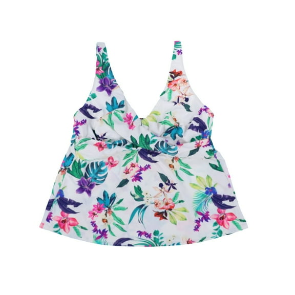 Island Escape Women's Plus Size Tankini Swim Top Multi 18W