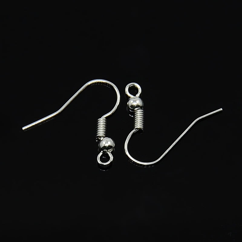 5000pcs Iron Earring Hooks Ear Wire with Horizontal Loop Cadmium Free & Lead Free Silver 17~19x0.8mm Hole: 2mm 22 Gauge Pin: 0.6mm