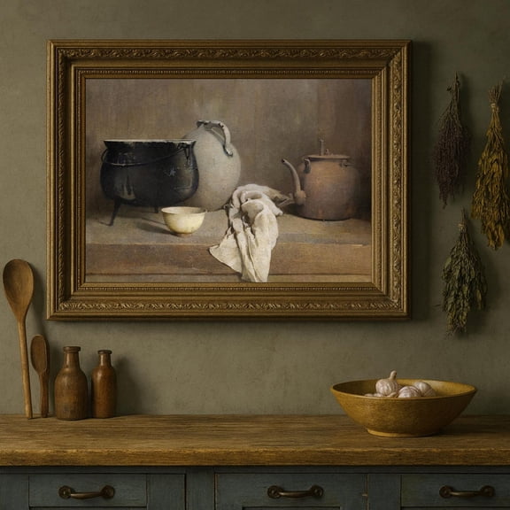 Rustic Farmhouse Kitchen Still Life Poster Vintage Country Wall Art Home Decor, 8x12 UNFRAMED