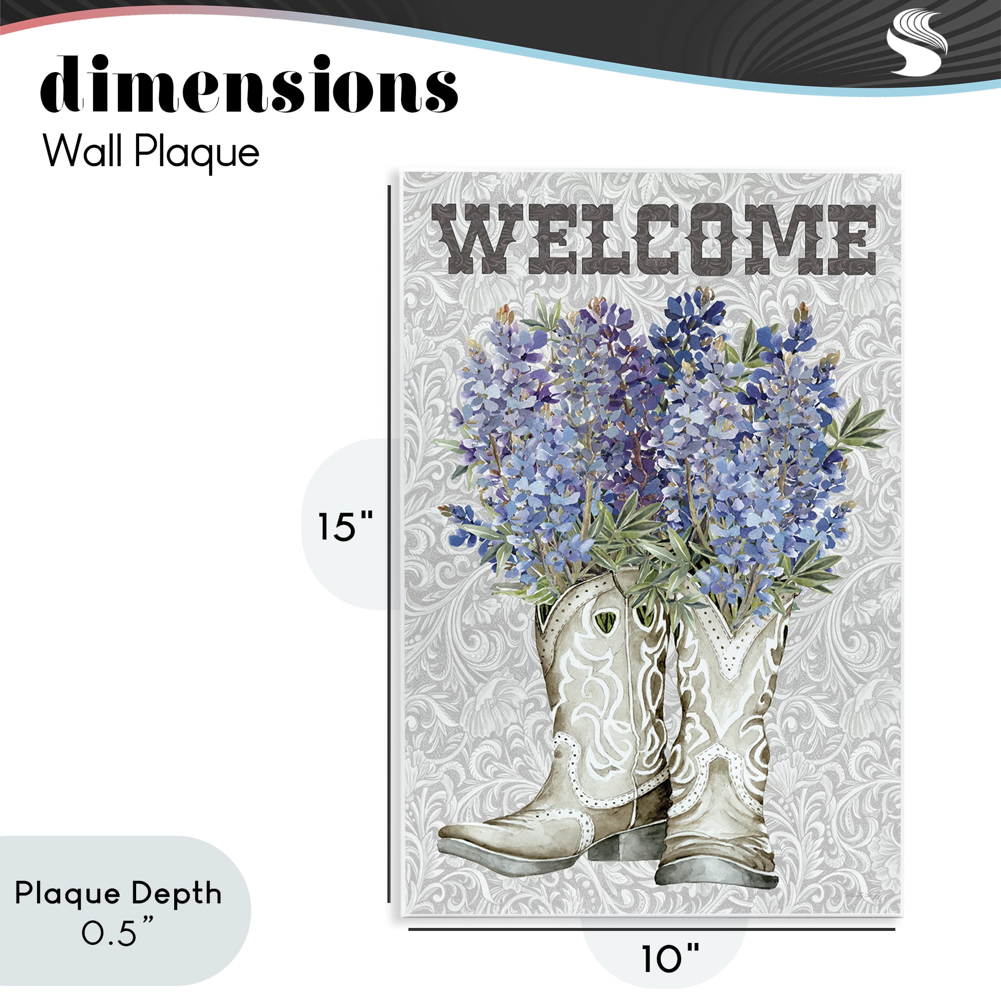 Stupell Industries Welcome Bluebonnet on Paisley Wall Plaque Art, design by Cindy Jacobs