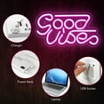 thumbnail image 6 of Good Vibes Neon Sign,Pink LED Neon Signs for Wall Decor,USB Powered Light Up Wall Decor for Wall Decor,Bar Decor,Restaurant Decor,Party Decorations, 6 of 8
