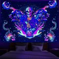 thumbnail image 1 of Póster de pared Trippy reactivo UV, tapiz de decoración de habitación Hippie, tapiz de pared de esqueleto, 1 of 5