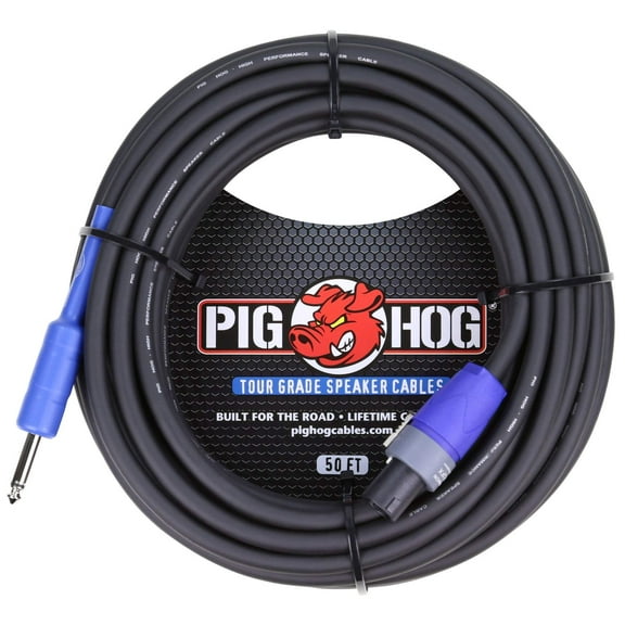 Pig Hog 50 ft Speaker Cable Speakon to 1/4"