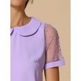 thumbnail image 5 of DARING DIVA Women's Polka Dots Mesh Peter Pan Collar Blouse L Purple, 5 of 6