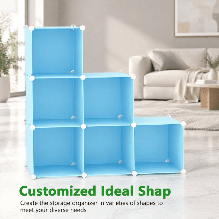 Cube Ac Unit 6-Cube Storage Organizer Bookcase, Blue, Modular Shelving Unit for Home ...