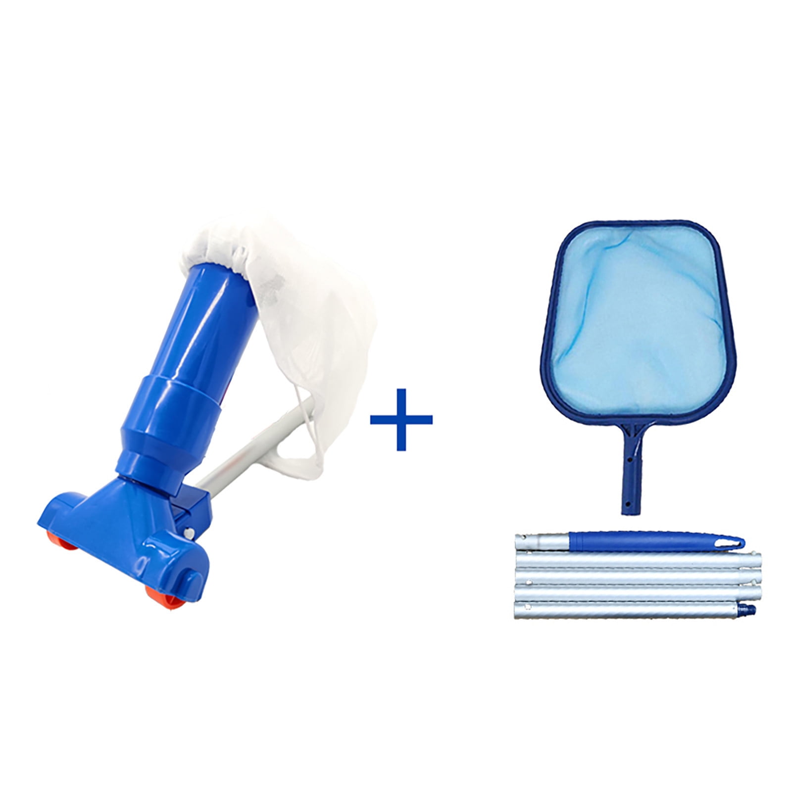 Swimming Pool Vacuum Cleaner, Pool Skimmer Net and Leaf Rake, 5-in-1 Pool Cleaning Kit with Telescopic Pole, Heavy Duty Pool Maintenance Tool for In-Ground & Above Ground Pools, Spa and Hot Tubs