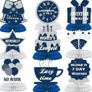 9Pcs Happy Retirement Decorations Table Honeycomb Centerpieces Party Supplies Blue Silver Retirement Adventure Awaits Sign for Men Retired Decor Goodbye Retirement Signs$$Electronics Accessories
