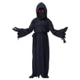 thumbnail image 2 of TheFound Halloween Grim Reaper Costumes Robe Pull à Capuche Yeux Rouges Gants Ceinture Fantôme Effrayant Ensemble Cosplay, 2 of 8