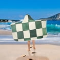 thumbnail image 2 of Yayeee Kids Hooded Towels Toddler Soft Absorbent Beach Bathing Wrap 50" x 23.5", Green and White Plaid Pattern, 2 of 5