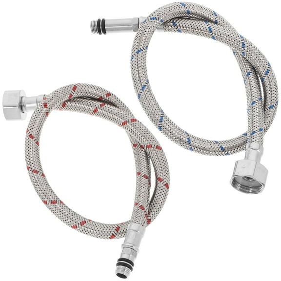 2 Pcs Stainless Steel Water Supply Line Large Faucet Hose