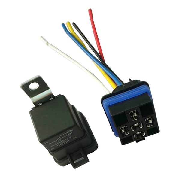 HEMOTON 12V 40A 5 Pin Waterproof Relay Socket Base Holder with Wire Auto Interior Engine Parts