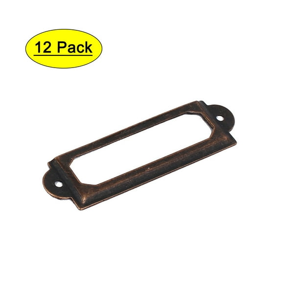 Office Apothecary Drawer Label Tag Card Holders Copper Tone 60x17x1.5mm 12pcs