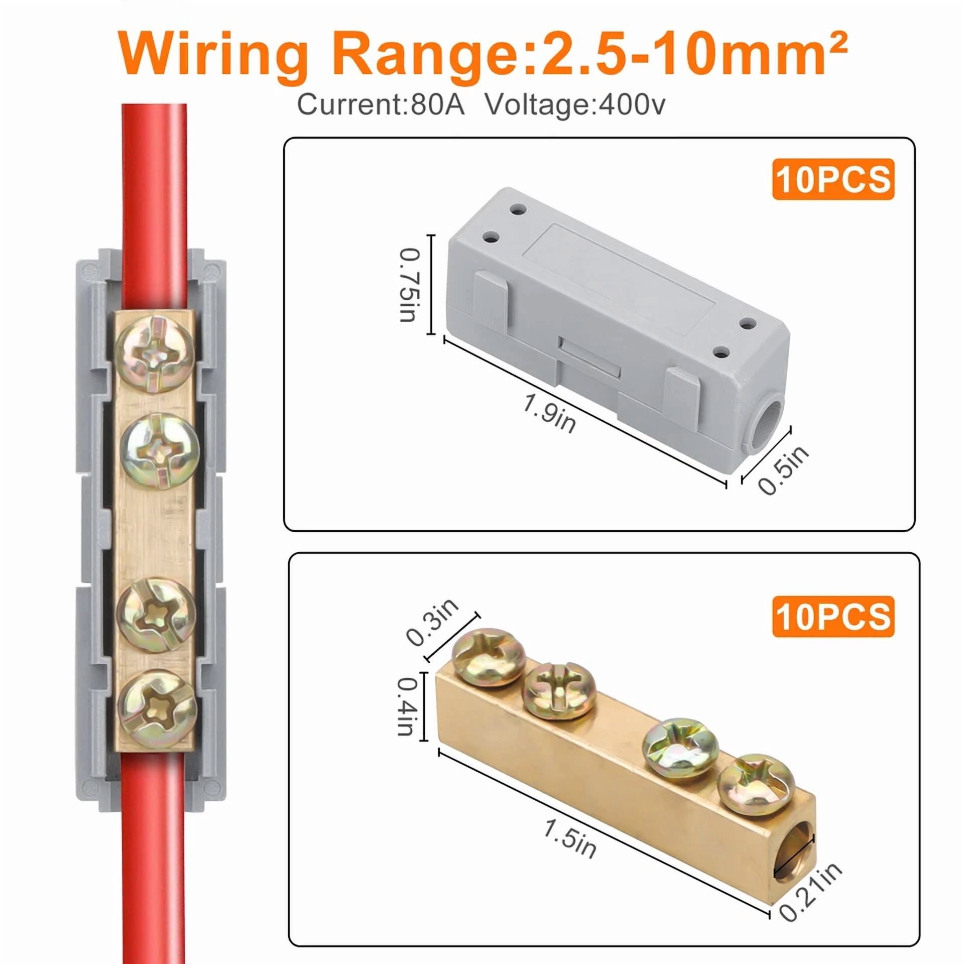 CIRCLE- 10Pcs 6 Awg Gauge Wire Connector Nuts Kit, 80A Quick Wiring Connection Terminal