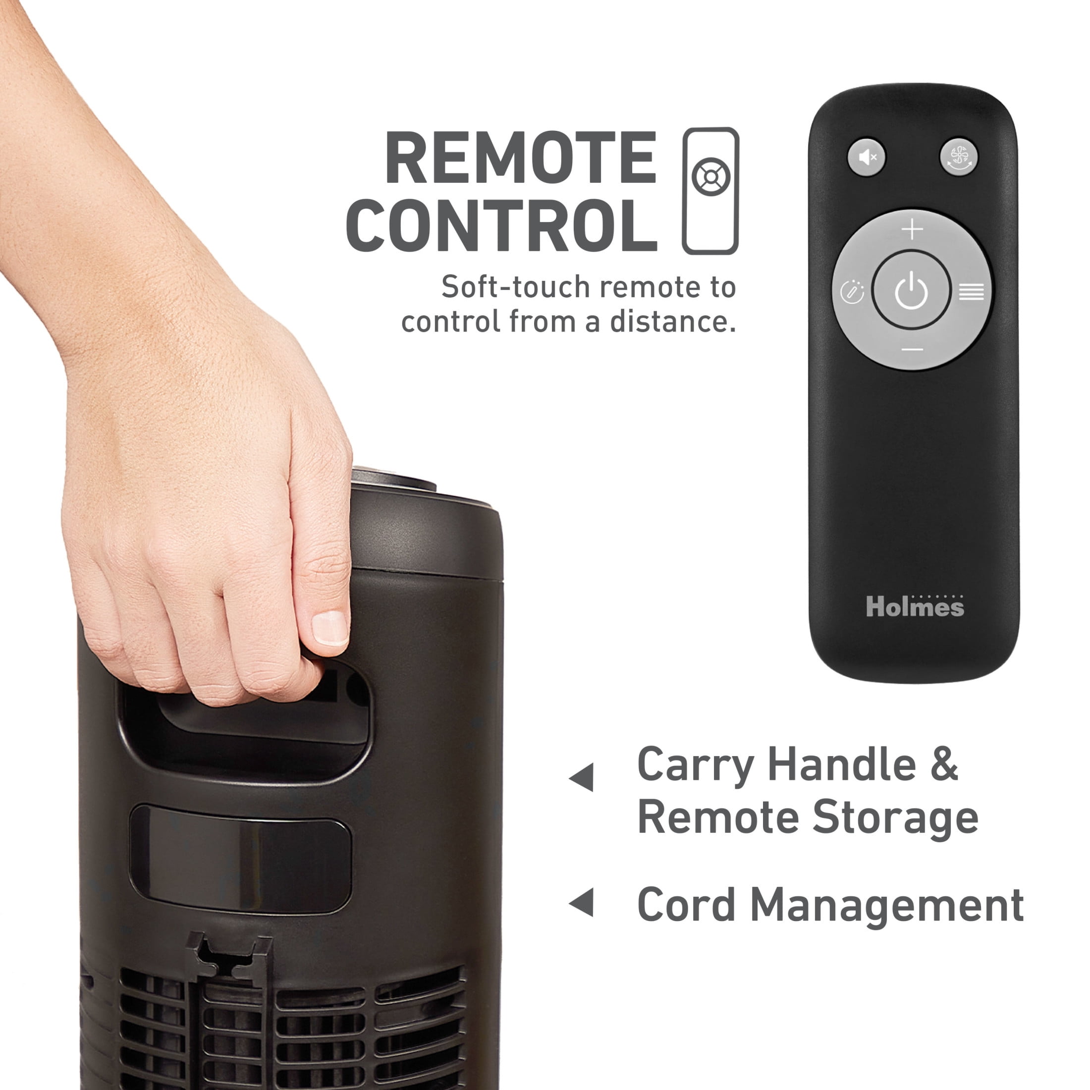 Holmes 42" SmartConnect Wi-Fi Digital Tower Fan with ClearRead Display 5 Speeds Remote Black