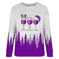 thumbnail image 3 of Gibobby Sudadera de Navidad para mujer Sudadera Retro informal de otoño e invierno para mujer, sudadera con estampado de copa de de Navidad, Top de manga larga(Morado,CH), 3 of 4