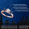 thumbnail image 2 of Gem Stone King 18K Rose Gold Plated Silver White Created Sapphire and Blue Created Sapphire Engagement Ring for Women | 2.20 Cttw | Round 6MM | Gemstone September Birthstone | Size 8, 2 of 6