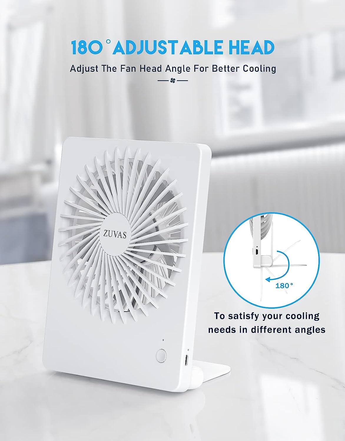 Zuvas 3 Speed Portable Rechargeable USB Fan