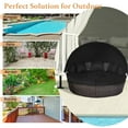 thumbnail image 3 of Pemberly Row Patio Rattan Daybed Cushioned Sofa Table Top Canopy Black, 3 of 8