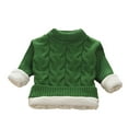 thumbnail image 1 of FAOWME Pull d'Automne pour Enfants Garçons Col Rond Tricoté Filles Épais et Bas Pull Col Bas Vert 2-3 Ans, 1 of 4