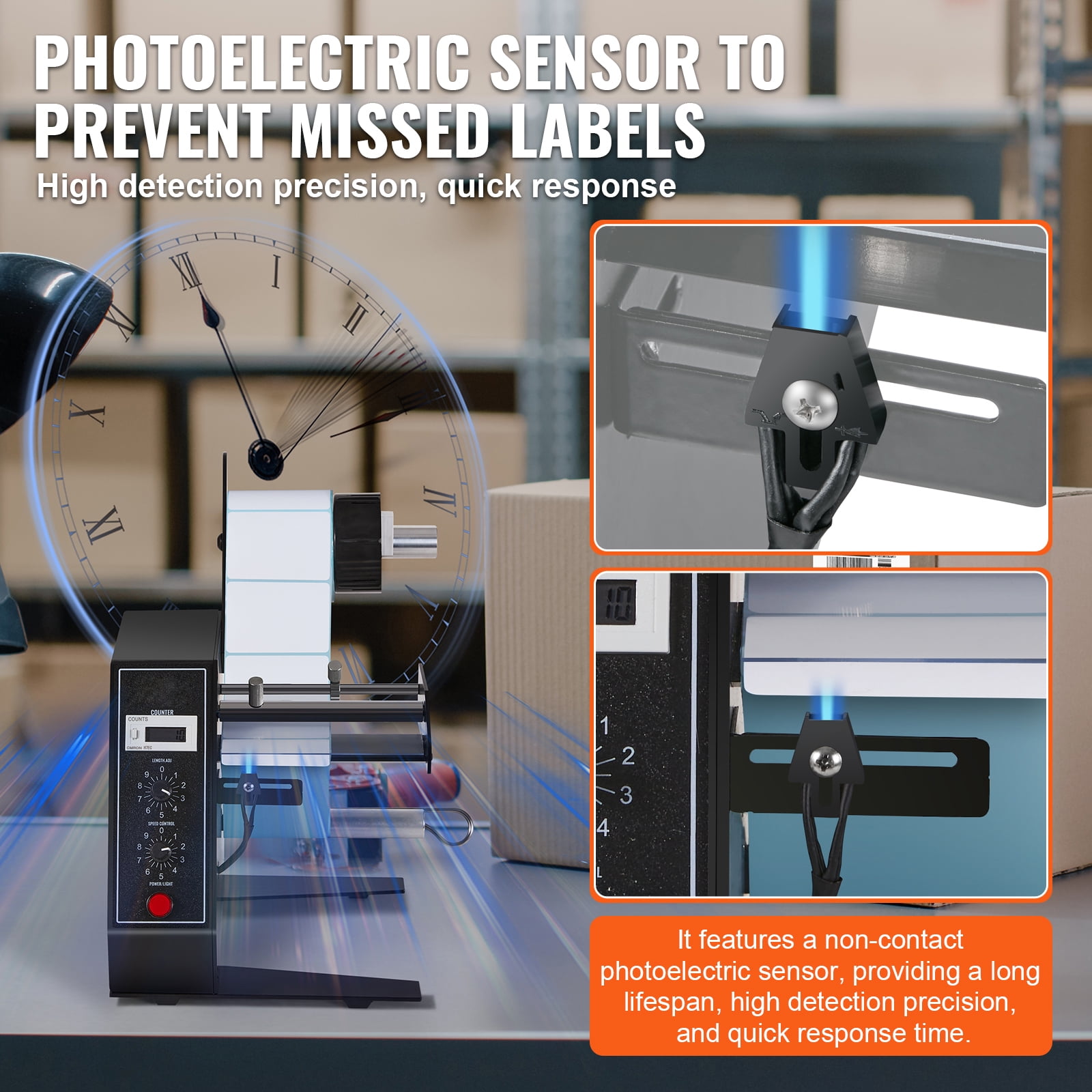 KFFKFF 0.6"-4.9" W Automatic Label Dispenser Stripper Sticker Separating Machine