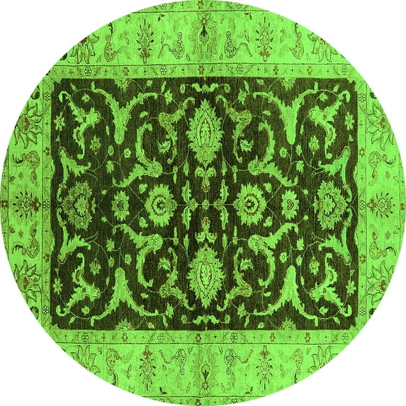 Ahgly Company Indoor Round Oriental Green Traditional Area Rugs, 5' Round