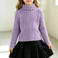 thumbnail image 2 of hotojiny Girls Turtleneck Sweater Long Sleeve Thermal Fall Winter Shirts Ribbed Knit Tops Casual Basic Layering Kids Outfit(Purple,9-10 Years), 2 of 6