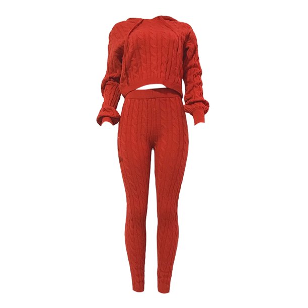 nsendm Womens Pants Adult Female Clothes Womens Work Pants Wide Leg Women's  Casual Knitted Sweater Autumn And Winter Sweater Top And Pant Set Ladies  Club Red Size M 