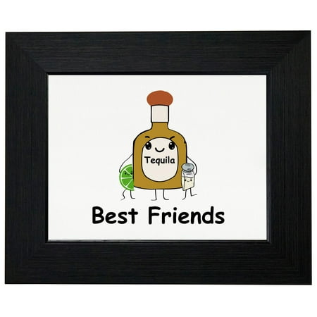 Best Friends Tequila Salt and Lime - Drinking Graphic Framed Print Poster Wall or Desk Mount (Best Tequila Mixed Drinks)