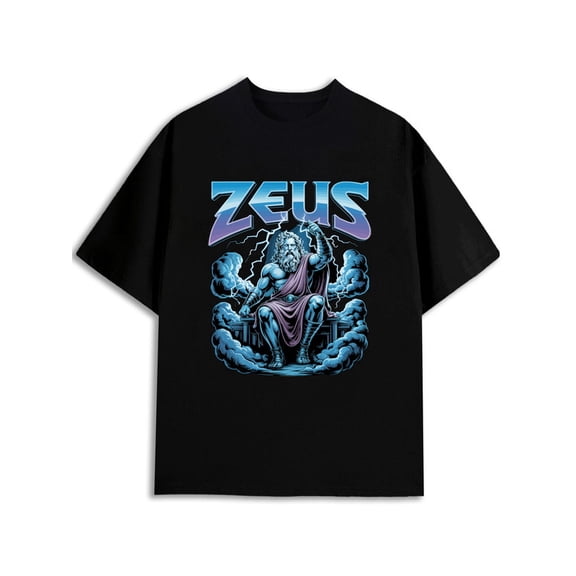 Greenink Zeus Thunder God T-Shirt men's t-shirt black gifts graphic Comfortable activewear, perfect for gifts Funny Unisex Shirt Graphic Tee tshirts