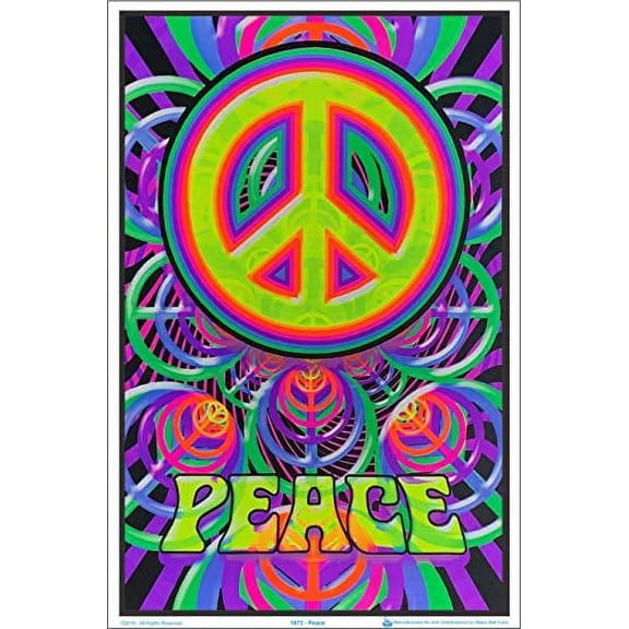 Peace Sign Laminated Blacklight Poster - 23.5" x 35.5"