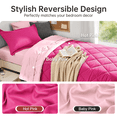 thumbnail image 3 of Sasttie 7 Pieces Twin Comforter Set, Reversible Bed in a Bag, All Season Bedding Set with Comforter, Flat Sheet, Fitted Sheet, Pillowcases & Shams, Hot Pink & Baby Pink, 3 of 5