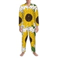 thumbnail image 3 of Salouo Sunflowers Print Button-Front Long Sleeve Pajama Set for Men, Soft 2Pjs Men's Long Sleeve Sleepwear-Small, 3 of 7