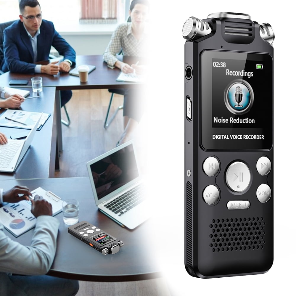Wiher Portable Digital Voice Recorder With Playback Function 32GB Voice Activated Recorder Password Protection Noise Reduction MP3 Type-C for Lectures, Meetings Device, Interviews