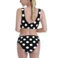 thumbnail image 3 of Picia Black and White Polka Dot Women's High Waisted Bikini Scoop Neck Swimsuit Two Pieces Bathing Suit-Large, 3 of 8