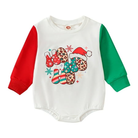 

MIUBAGIAL Baby Boys Girls Long Sleeve Christmas Letter Prints Romper Bodysuits Jumpsuit Clothes