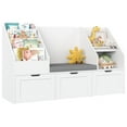 thumbnail image 2 of Homfa Kids Bookshelf with Reading Nook & 3 Movable Drawers, 2 Cube Bookcase with 4-Tier Book Racks, Toy Storage Organizer for Playroom Bedroom, White, 2 of 11
