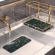 thumbnail image 5 of Organizador de baño de dos niveles, bandeja de tocador de cerámica de mármol con marco de acero inoxidable dorado, 5 of 8