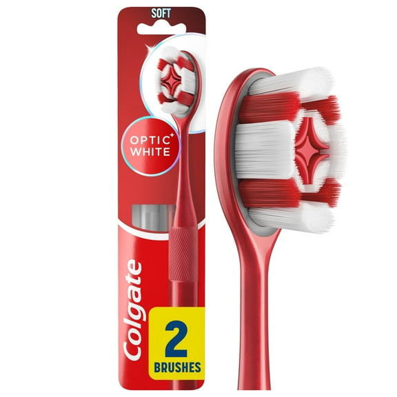 Colgate Optic White Soft Toothbrush for Adults, 2 Pack