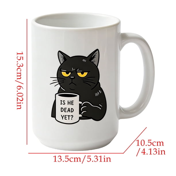 Taza De Cerámica Divertida De Gato Negro, Regalo Original Hecho En Alemania