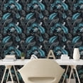 thumbnail image 2 of Ambesonne Tropical Peel & Stick Wallpaper for Home, Black Palm Leaves Plot, 13"x72", Deep Sky Blue Dark Grey, 2 of 5