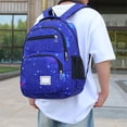 thumbnail image 6 of UJNDER Stylish Space Themed Casual Backpack with Starry Print and Laptop Compartment Lightweight Daypack for Students Everyday Use,Blue,Mid, 6 of 9