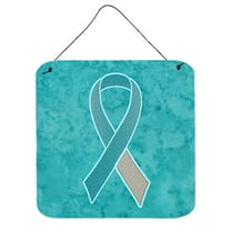 Teal and White Ribbon for Cervical Cancer Awareness Wall or Door Hanging Prints