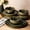 Olive Green-Service for 4, variant on Sage Umber Ceramic Dinnerware Set Service for 6, 18 Pieces