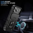 thumbnail image 3 of Compatible with iPhone 17 Pro with Sliding Cover Lens Protection & Kickstand, Built-in 360° Rotate Ring Stand Magnetic Card Slot Hybrid Cover Case for iPhone 17 Pro, Black, 3 of 10