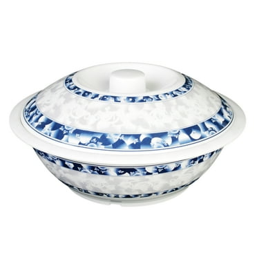 Excellante Blue Dragon Melamine Dinnerware Collection 75 oz., 10" Serving Bowl with Lid, Comes In Each