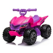 Kids Ride on ATV 6V 4-Wheel Quad Toy Electric Vehicle, with Music, Light, Unisex, PurplePink