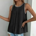 thumbnail image 5 of Women's Summer Tank Tops 2025 Pleated Crew Neck Tanks Double Layer Ruffle Tunic Shirt Flowy Blouse, 5 of 6
