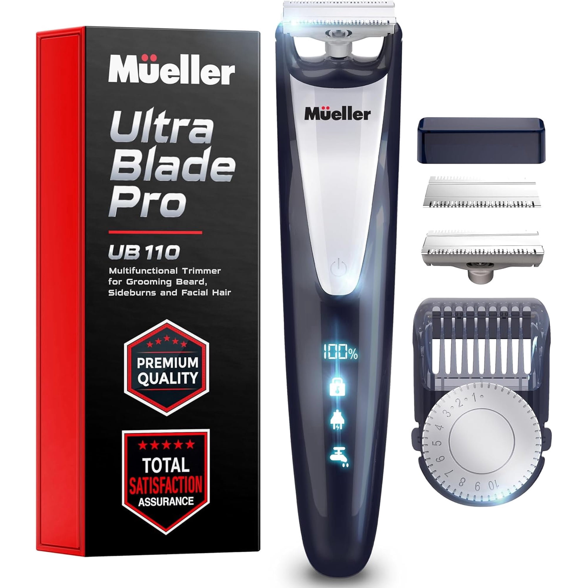 Pro Grooming UltraOneBlade Trimmer for Men - Beard and Mustache - Electric Razor Cordless, Waterproof Adjustable Hair Length, and Battery Indicator for Precision Grooming